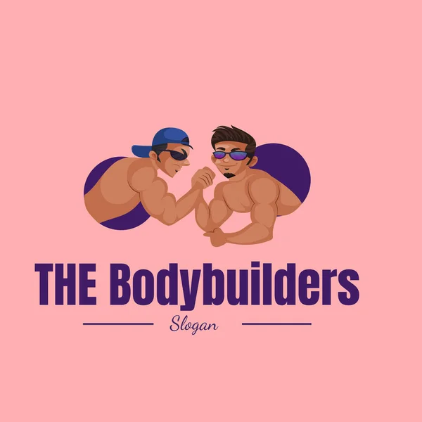 Die Bodybuilder Vektor Maskottchen Logo Vorlage — Stockvektor