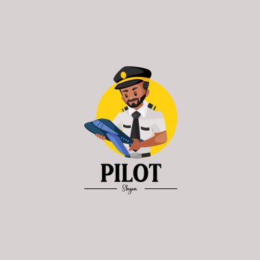 Pilot vektör maskot logo şablonu. 