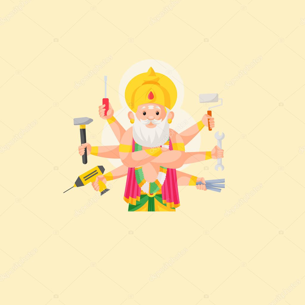 Vishwakarma vector mascot logo template.