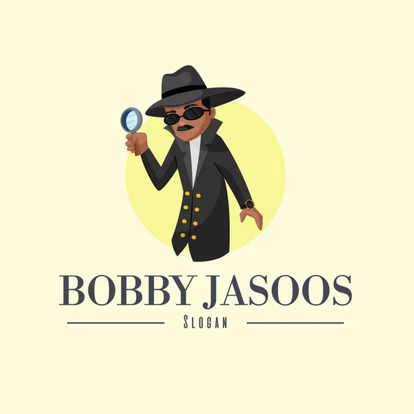 Bobby Jasoos Vetor Mascote Logotipo Modelo — Vetor de Stock