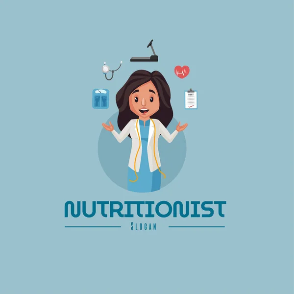 Modèle Logo Mascotte Vectorielle Nutritionniste — Image vectorielle