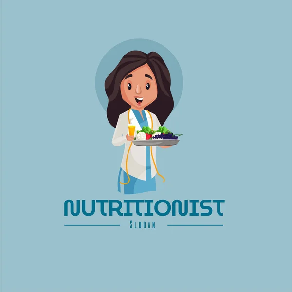 Nutricionista Vector Mascota Logotipo Plantilla — Vector de stock
