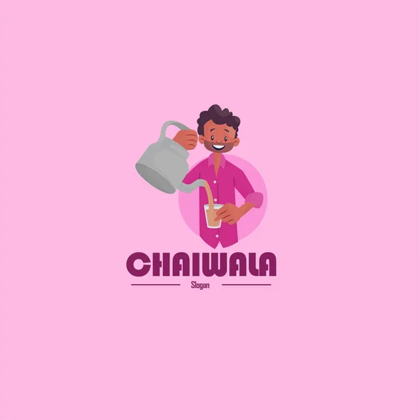 Chaiwala Vektor Maskottchen Logo Vorlage — Stockvektor