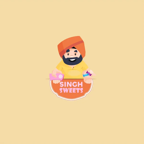 Singh Sweets Vector Mascot Logo Template — Stock Vector
