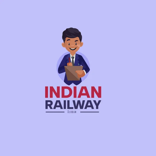 Modello Logo Della Mascotte Vettore Ferroviario Indiano — Vettoriale Stock