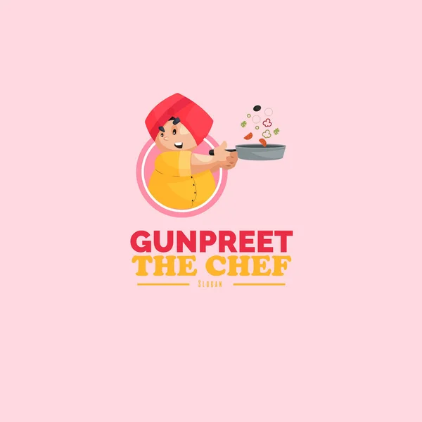Gunpreet Chef Vector Mascot Logo Template — Stock Vector