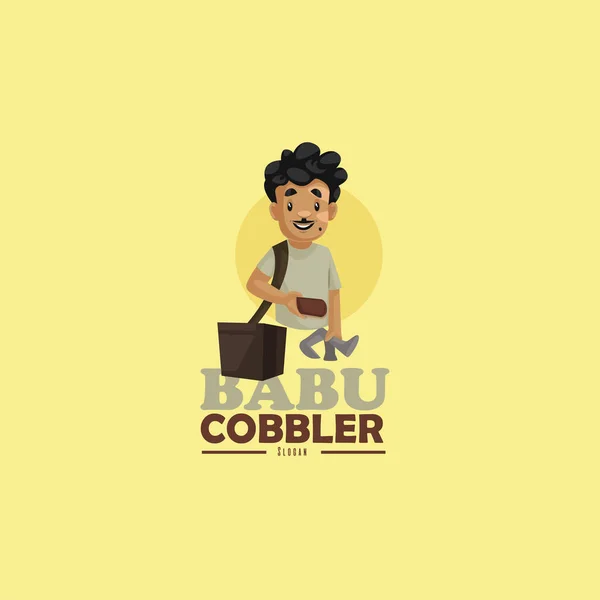Babu Cobbler Vektor Maskot Logo Šablona — Stockový vektor