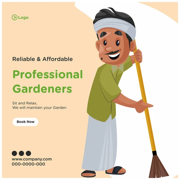 Banner Design Reliable Affordable Professional Gardeners Vector Graphic Illustration — Stock Vector