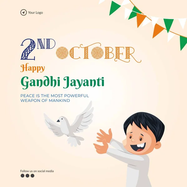 Obchodzony Października Szczęśliwy Projekt Banera Gandhi Jayanti — Wektor stockowy