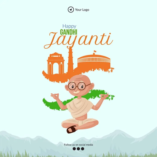 Gefeiert Oktober Glückliches Gandhi Jayanti Banner Design — Stockvektor