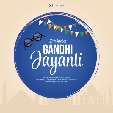 Gandi Jayanti 2 Ekim Ulusal Festivalinin afiş tasarımı şablonu. 