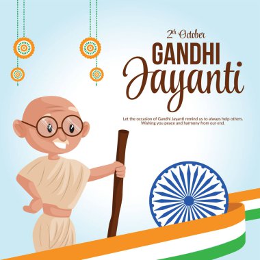 Gandi Jayanti 2 Ekim Ulusal Festivalinin afiş tasarımı şablonu. 