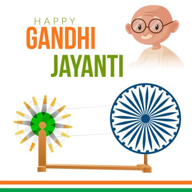 Çok mutlu Gandi Jayanti Ulusal Festivalinin afiş tasarım şablonu. 