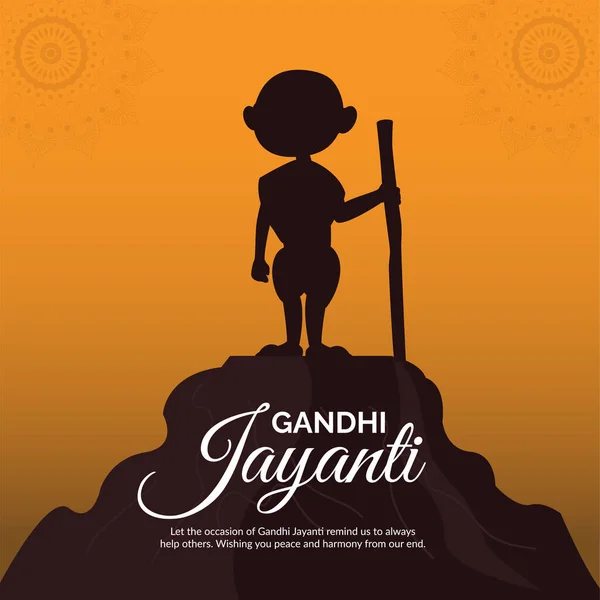 Gandhi Jayanti 2Nd October National Festival Banner Design Template — Stock Vector