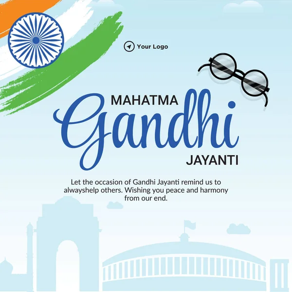 Gandhi Jayanti Október Országos Fesztivál Banner Design Sablon — Stock Vector