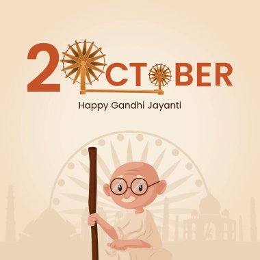 Gandhi Jayanti 'nin 2 Ekim Ulusal Festivalinin afişini kutluyoruz