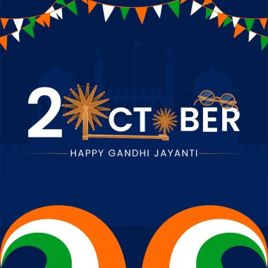 Gandhi Jayanti 'nin 2 Ekim Ulusal Festivalinin afişini kutluyoruz