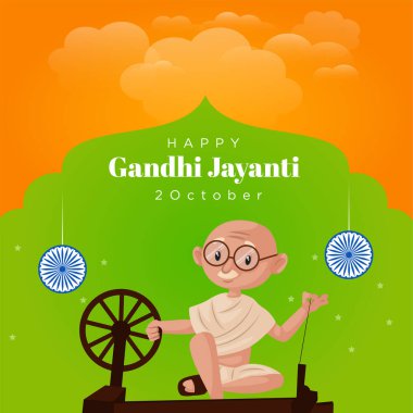 2 Ekim 'de kutlanan Gandhi Jayanti Ulusal Festivalinin afiş tasarım şablonu.