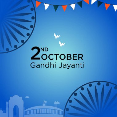 2 Ekim 'de kutlanan Gandhi Jayanti Ulusal Festivalinin afiş tasarım şablonu.