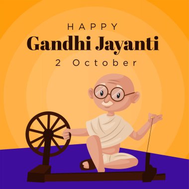 2 Ekim 'de kutlanan Gandhi Jayanti Ulusal Festivalinin afiş tasarım şablonu.