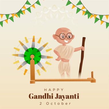 2 Ekim 'de kutlanan Gandhi Jayanti Ulusal Festivalinin afiş tasarım şablonu.