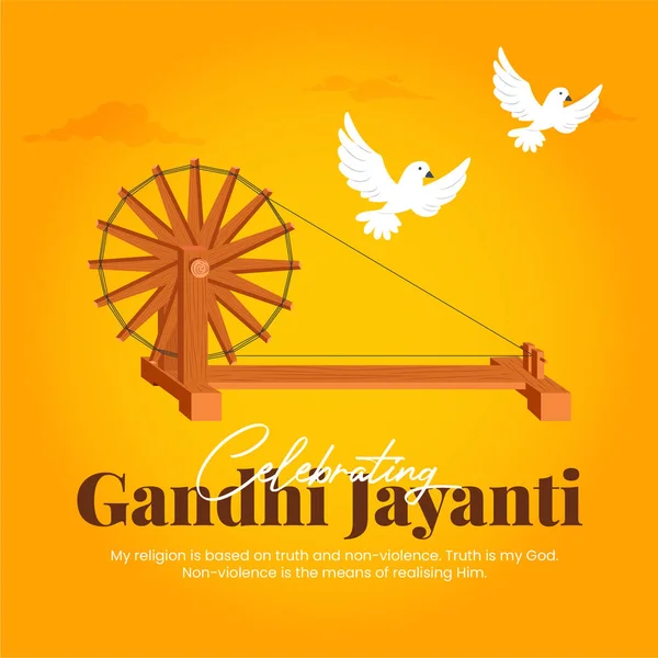 Celebrando Gandhi Jayanti Outubro Modelo Banner Festival Nacional — Vetor de Stock