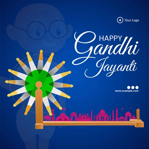 Celebrating Gandhi Jayanti 2Nd October National Festival Banner Template — Stock Vector