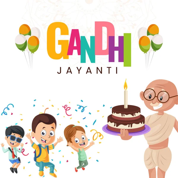 Celebrating Gandhi Jayanti 2Nd October National Festival Banner Template — Stock Vector