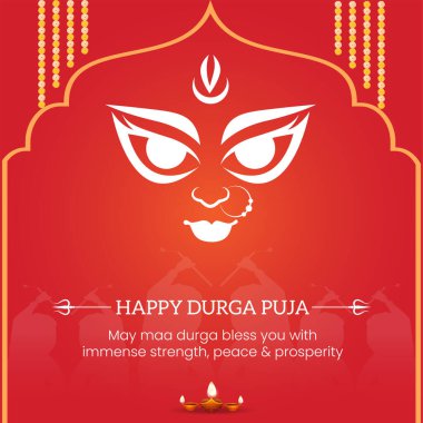 Zarif mutlu durga puja Hint Hint festivali afişi