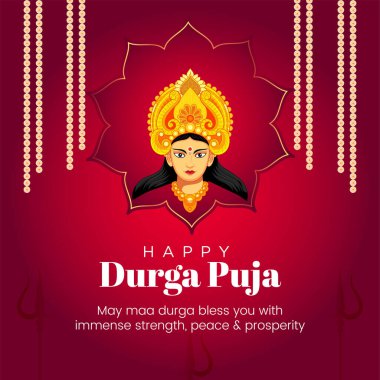 Zarif mutlu durga puja Hint Hint festivali afişi