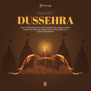 Yaratıcı Hint festivali mutlu Dussehra bayrak tasarım şablonu.