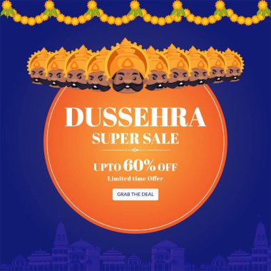 Yaratıcı Hint festivali mutlu Dussehra bayrak tasarım şablonu.