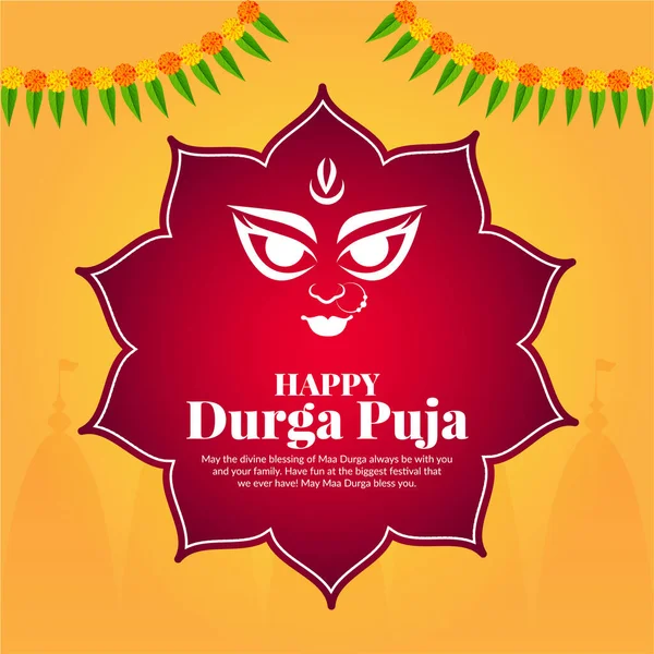 Festival Hindú Feliz Plantilla Banner Durga Ashtami — Archivo Imágenes Vectoriales