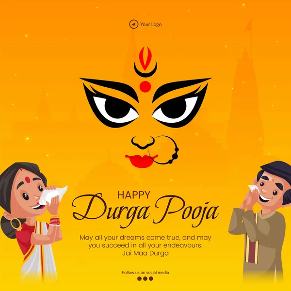 Diseño Banner Creativo Del Festival Indio Feliz Plantilla Puja Durga — Archivo Imágenes Vectoriales