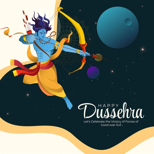 Традиционный Индийский Фестиваль Счастливый Dussehra Шаблон Дизайна Баннера — стоковый вектор