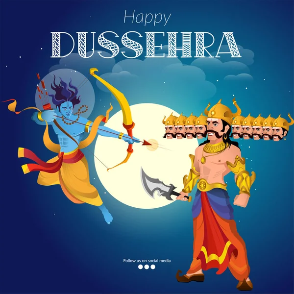 Geleneksel Hint festivali mutlu Dussehra bayrak tasarım şablonu