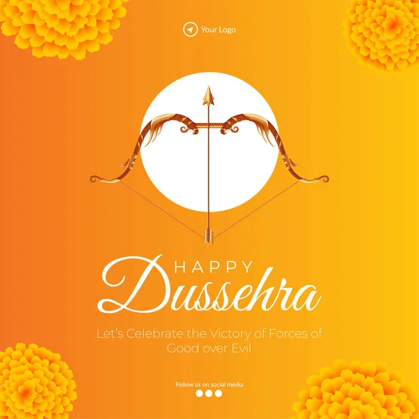 Traditional Indian Festival Happy Dussehra Banner Design Template — Stock Vector