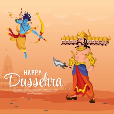 Yaratıcı Hint festivali mutlu Dussehra bayrak tasarım şablonu.