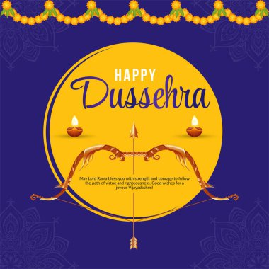 Yaratıcı Hint festivali mutlu Dussehra bayrak tasarım şablonu.