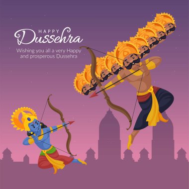 Zarif Hindu mutlu dussehra festivali afişi.