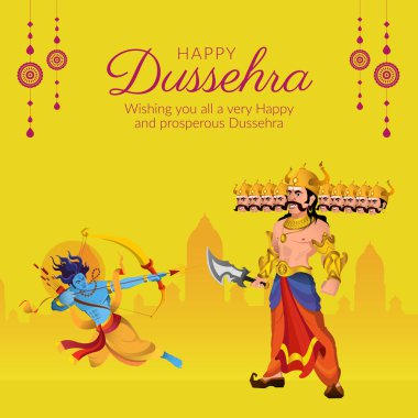 Zarif Hindu mutlu dussehra festivali afişi.