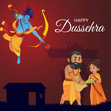 Size çok mutlu bir Dussehra Hint festivali afişi tasarım şablonu dilerim.