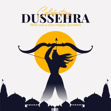 Wish you a very happy Dussehra Indian festival banner design template clipart