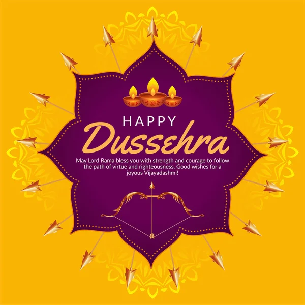 Festival Indien Créatif Heureux Modèle Conception Bannière Dussehra — Image vectorielle
