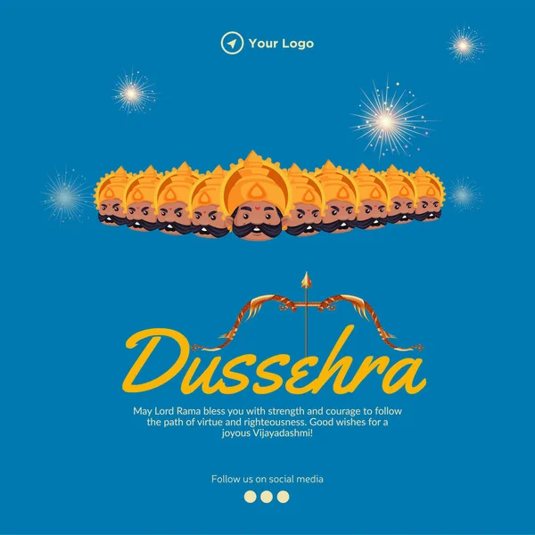 Kreative Indische Festival Glücklich Dussehra Banner Design Vorlage — Stockvektor
