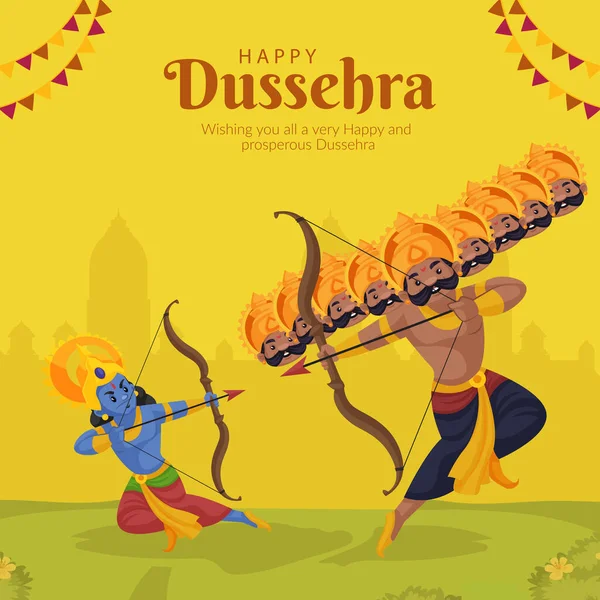 Zarif Hindu Mutlu Dussehra Festivali Afişi — Stok Vektör