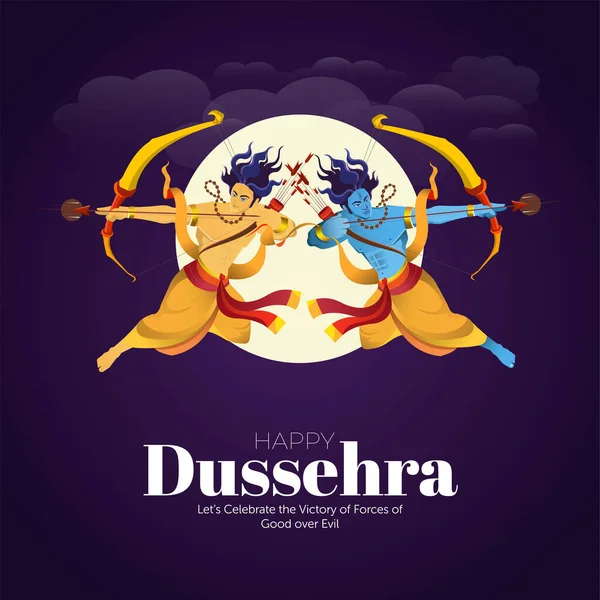 stock vector Wish you a very happy Dussehra Indian festival banner design template