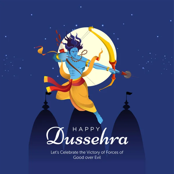 Wish You Very Happy Dussehra Indian Festival Banner Design Template — Stock Vector