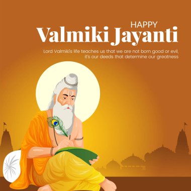 Mutlu Valmiki Jayanti şablonunun yaratıcı pankart tasarımı.