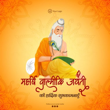 Mutlu Valmiki Jayanti şablonunun yaratıcı pankart tasarımı.